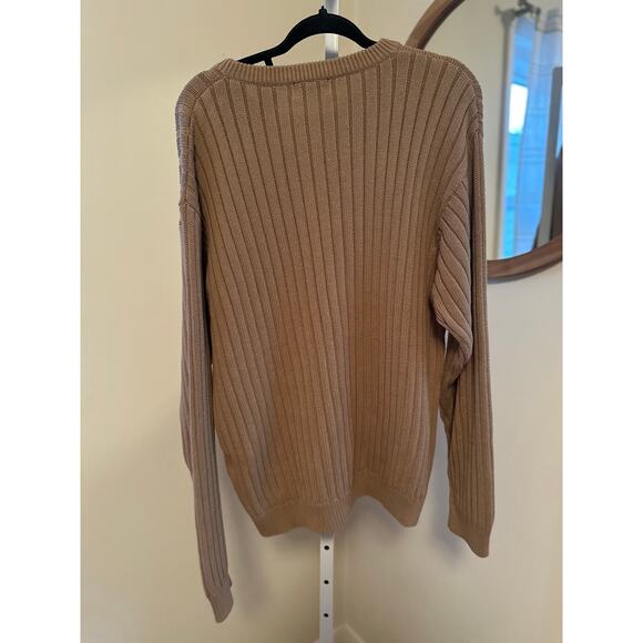 Vintage St. John’s Bay Ribbed Cotton Sweater XXL – Khaki Knit Pullover - Picture 2 of 4